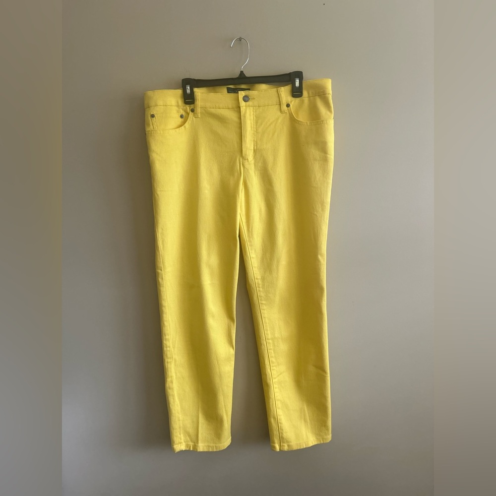 Lauren Ralph Lauren | Sunny Canary Yellow Jeans, Straight Ankle Pants, Size 16W - Picture 2 of 8